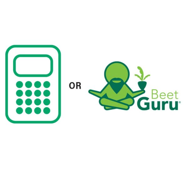Illustration showing a calculator and the Beet Guru logo